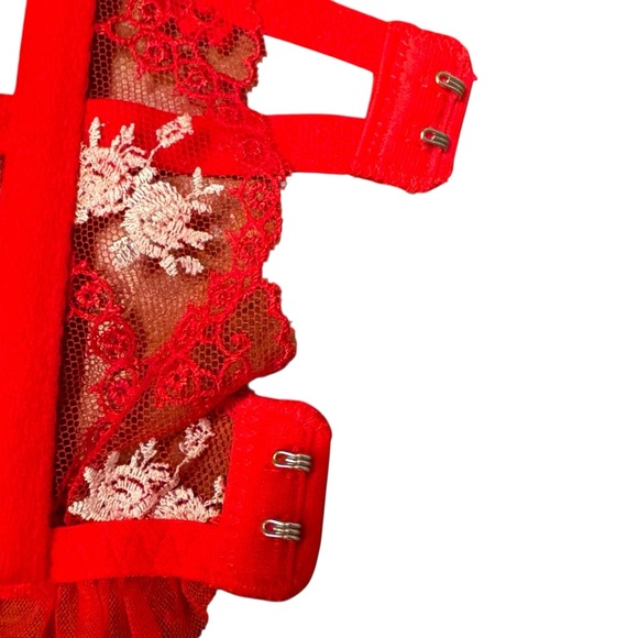 For Love & Lemons Red Lace & Mesh Underwire Bustier Bra SZ. XXS - Picture 13 of 16